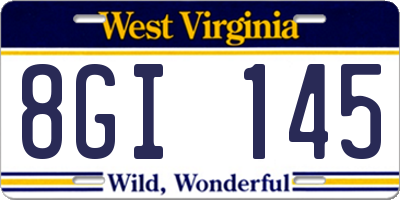WV license plate 8GI145