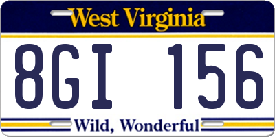 WV license plate 8GI156