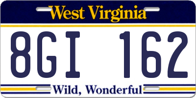 WV license plate 8GI162