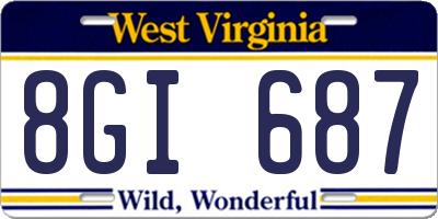 WV license plate 8GI687