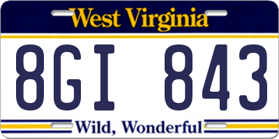 WV license plate 8GI843