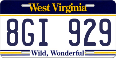 WV license plate 8GI929