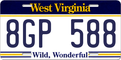 WV license plate 8GP588