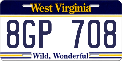 WV license plate 8GP708