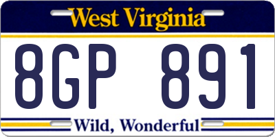 WV license plate 8GP891