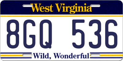WV license plate 8GQ536