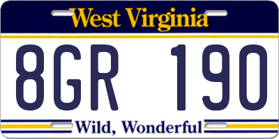 WV license plate 8GR190