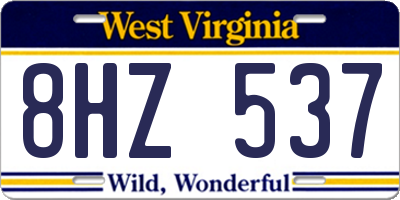 WV license plate 8HZ537