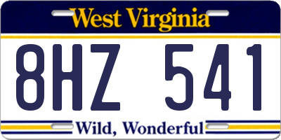 WV license plate 8HZ541