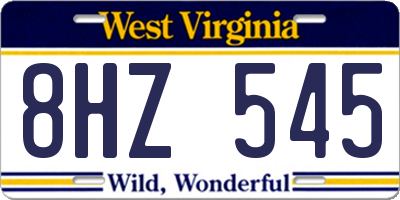 WV license plate 8HZ545