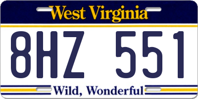 WV license plate 8HZ551