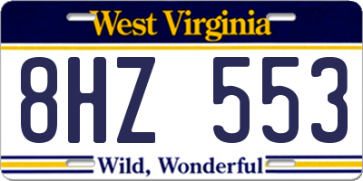 WV license plate 8HZ553