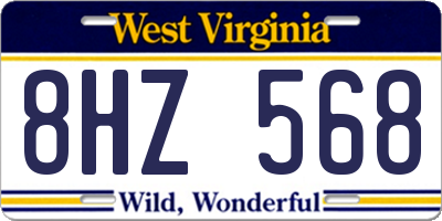 WV license plate 8HZ568