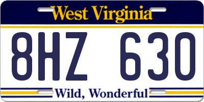 WV license plate 8HZ630