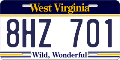 WV license plate 8HZ701