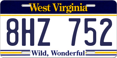 WV license plate 8HZ752