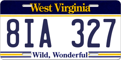 WV license plate 8IA327