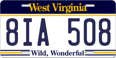 WV license plate 8IA508