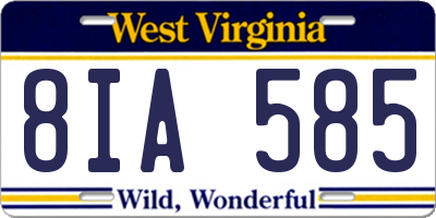 WV license plate 8IA585