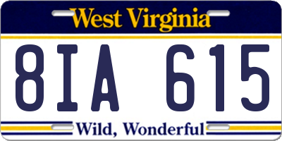 WV license plate 8IA615