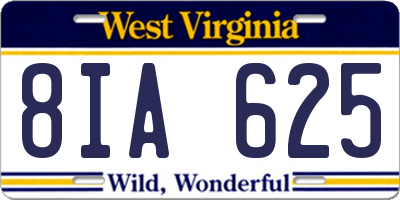 WV license plate 8IA625