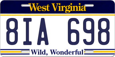 WV license plate 8IA698