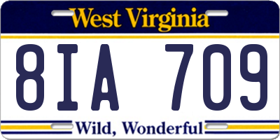 WV license plate 8IA709