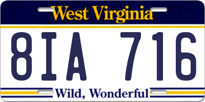 WV license plate 8IA716