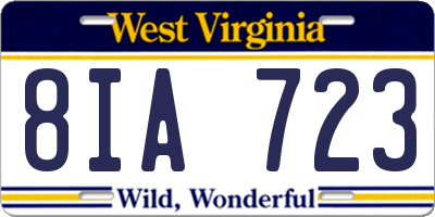 WV license plate 8IA723