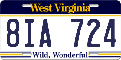 WV license plate 8IA724
