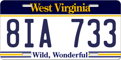 WV license plate 8IA733