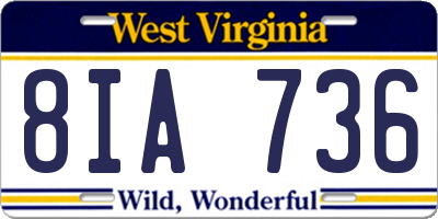 WV license plate 8IA736