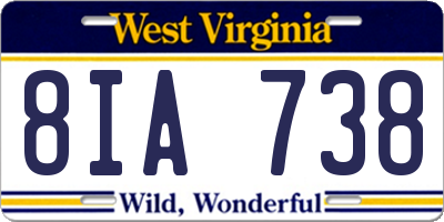 WV license plate 8IA738