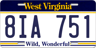 WV license plate 8IA751
