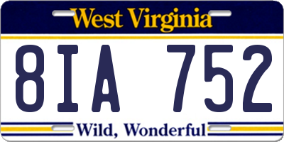 WV license plate 8IA752
