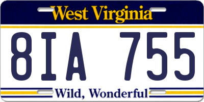 WV license plate 8IA755