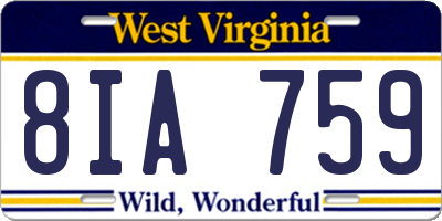 WV license plate 8IA759