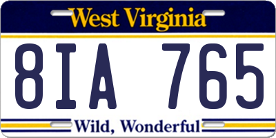 WV license plate 8IA765