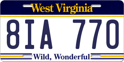 WV license plate 8IA770