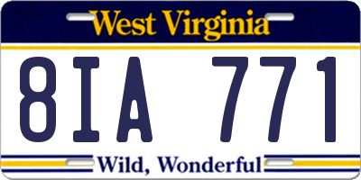 WV license plate 8IA771