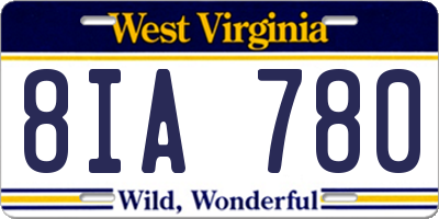 WV license plate 8IA780