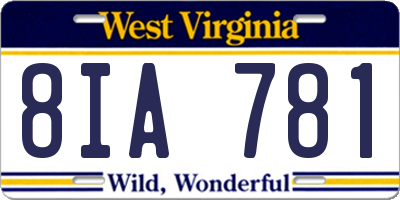 WV license plate 8IA781