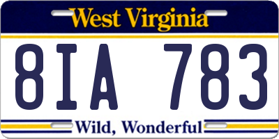 WV license plate 8IA783