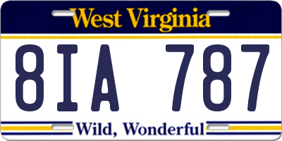 WV license plate 8IA787