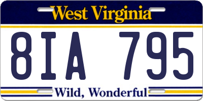 WV license plate 8IA795