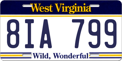 WV license plate 8IA799