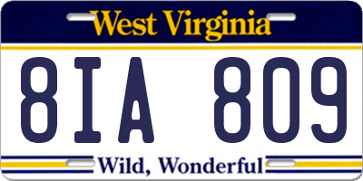WV license plate 8IA809