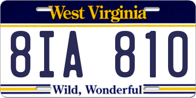 WV license plate 8IA810