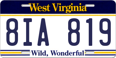 WV license plate 8IA819