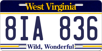 WV license plate 8IA836